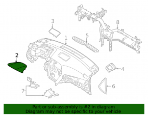 Накладка торпеды центральная верхняя Hyundai Sonata 15-17 черная
