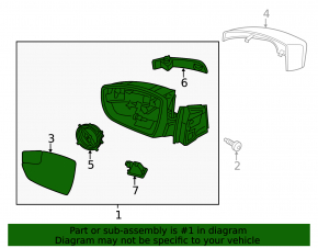 Зеркало боковое правое в сборе Ford Focus mk3 11-14 дорест usa 3 пина