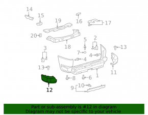 Накладка заднего бампера левая Toyota FJ Cruiser 07-14 серая
