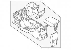 Консоль центральная подлокотник и подстаканники Ford Focus mk3 11-14 серая