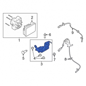Кронштейн блока ABS Lincoln MKZ 13-20 hybrid