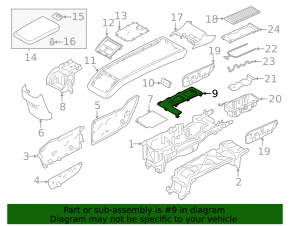 Накладка центральной консоли верхняя Volvo XC90 25-26 T8, B5, B6, тип 2, черный глянец