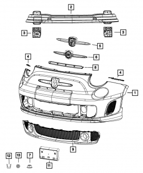 Клык усилителя переднего бампера правый Fiat 500 12-19