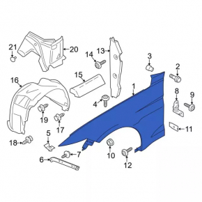 Крыло переднее левое Ford Mustang mk6 18-23 графит J7