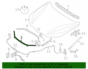Уплотнитель капота на бампере BMW X1 F48 16-22