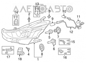 Фара передняя правая Toyota Prius V 15-17 рест галоген
