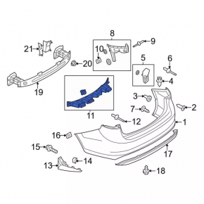 Крепление заднего бампера центральное Ford Fiesta 14-19 рест 4d