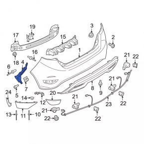 Suport bara spate stanga exterior Ford Fiesta 11-19 5d