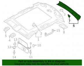 Накладка потолка задняя Audi Q7 16-24 серая, потерта, под химчистку