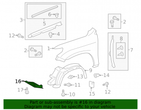Căptușeală aripă inferioară față dreapta pentru Lexus LX570 08-15