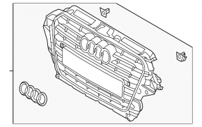 Решетка радиатора grill Audi Q5 8R 13-17 под парктроники, черный глянец