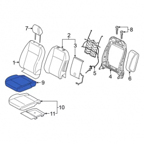 Пассажирское сидение Ford Ecosport 18-20 ткань, серое, механическое, без airbag, под химчистку