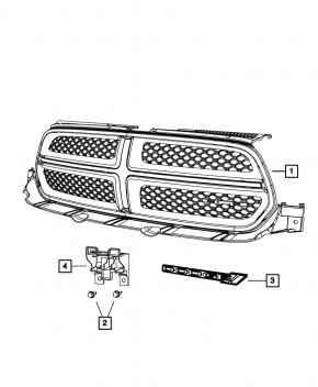Решетка радиатора grill Dodge Durango 11-13 хром обрамления, черн сетка
