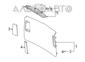 Ornamente inferioare hayon pentru Toyota Highlander 20-26, negre, fără difuzoare, cu ornamente, zgârieturi
