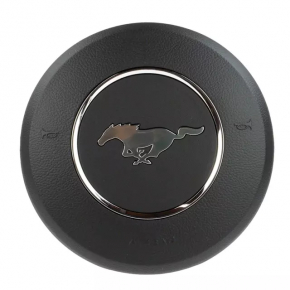 Подушка безопасности airbag в руль водительская Ford Mustang mk6 18-23 черная, ржавый пиропатрон