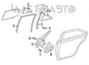 Стекло двери треугольник с уплотнителем заднее левое Toyota Camry v50 12-14 usa