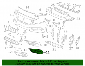 Grilă bara stângă Honda Civic X FC 16-21 cu PTF, fără radar, construcție japoneză