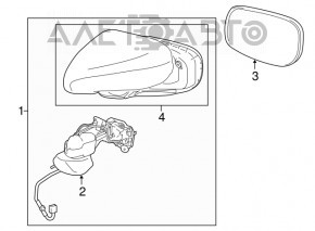 Oglindă laterală stângă Lexus ES350 07-09, 12 pini, iluminare, încălzire, argintie
