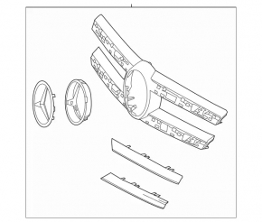 Накладка решетки радиатора grill Mercedes GL-class X166 13-16 без радара