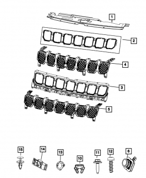 Baza grilei radiatorului Jeep Compass 22 - negru lucios