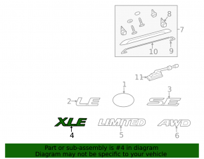 Эмблема надпись XLE двери багажника Toyota Sienna 11-20