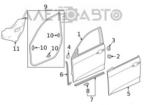 Уплотнитель двери передней левой Honda Civic X FC 16-21 4d