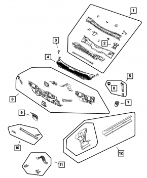 Поддон дворников металл Chrysler 200 4d 11-14