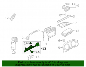 Накладка торпеды колени водителя VW Golf 15-21 черн
