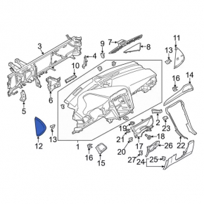 Накладка торпеды боковая левая Ford Fusion mk5 17-20 черная
