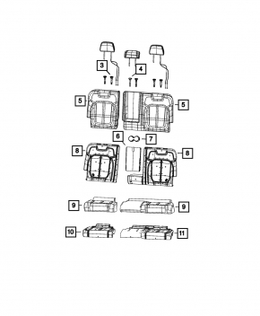 Подлокотник заднего ряда сидений 2 ряд Jeep Grand Cherokee WL 22-26 кожа черная