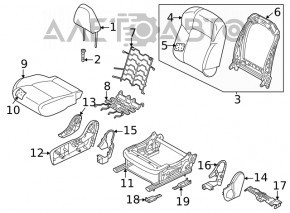 Пассажирское сидение Nissan Rogue 21-23 без airbag, механическое, ткань черная US built