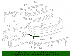 Молдинг заднего бампера правый VW Passat b7 12-15 USA хром