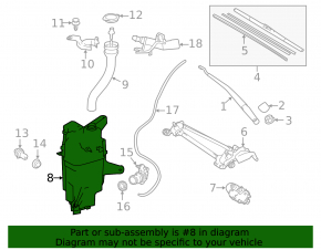 Rezervorul de spălare a parbrizului Toyota Rav4 13-18 cu gât, senzor și capac