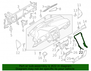 Накладка торпеды центральная Ford Fusion mk5 13-16 графит