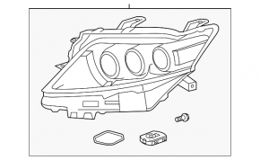 Far dreapta față asamblată Lexus RX450h 13-15 restilizat LED