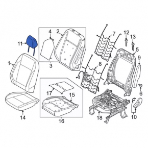 Подголовник передний левый Ford C-max MK2 17-18 кожа серая