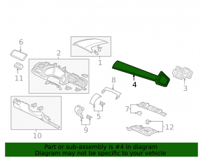 Накладка передней панели правая Honda Civic X FC 16-21 серая, хром