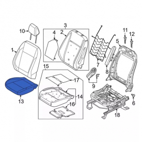 Пассажирское сидение Ford Escape MK3 13-15 без airbag, механич, кожа беж
