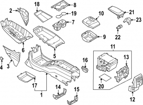 Подлокотник Ford Mustang Mach-E 21-26 кожа черная с серой строчкой