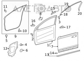 Уплотнитель двери передней левой Toyota Rav4 19-24