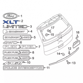 Эмблема надпись XLT двери багажника Ford Explorer 17-19