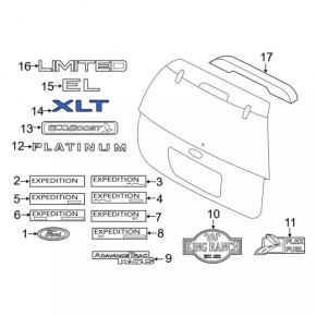 Эмблема надпись XLT двери багажника Ford Explorer 17-19