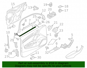 Уплотнитель стекла двери передней правой внутренний Audi A3 8V 15-20 4d