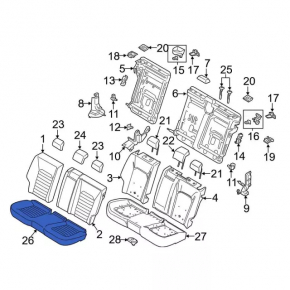 Подушка заднего ряда сидений Ford Fusion mk5 17-20 ткань черная, под чистку