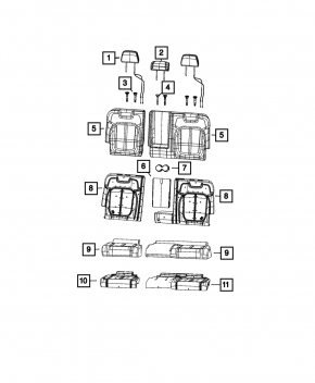 Подголовник 2 ряда левый Jeep Grand Cherokee WL 21-26 кожа черная, long