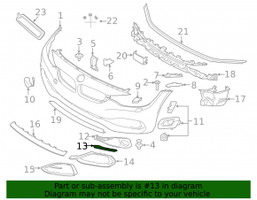Молдинг обрамления решетки птф левой нижний BMW 4 F32 F33 F36 15-18