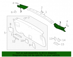 Обшивка двери багажника левая Subaru Outback 20-23 черн
