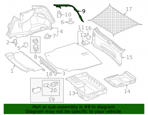 Накладка крышки багажника левая Mercedes C-class W205 15-21 на кузове