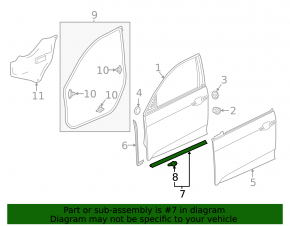 Уплотнитель двери передней правой Honda Civic X FC 16-21 4d нижний