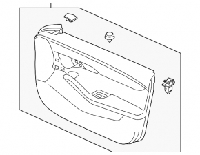 Ornamente ușă stânga față Mazda 3 19-23 4p piele neagră, fabricație Japonia, cu ornamente difuzor și capac mâner, cotieră și inserție piele neagră, cusături maro, zgârieturi
